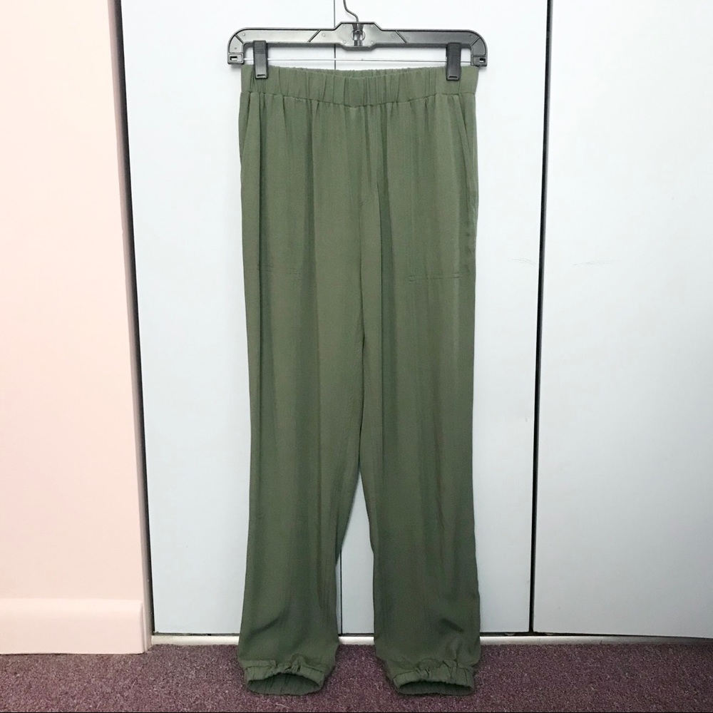 Madewell Green Pull-on Track Pants (Palm Tree)